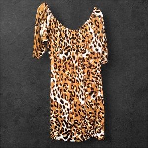 Leopard Print Off-Shoulder Dress